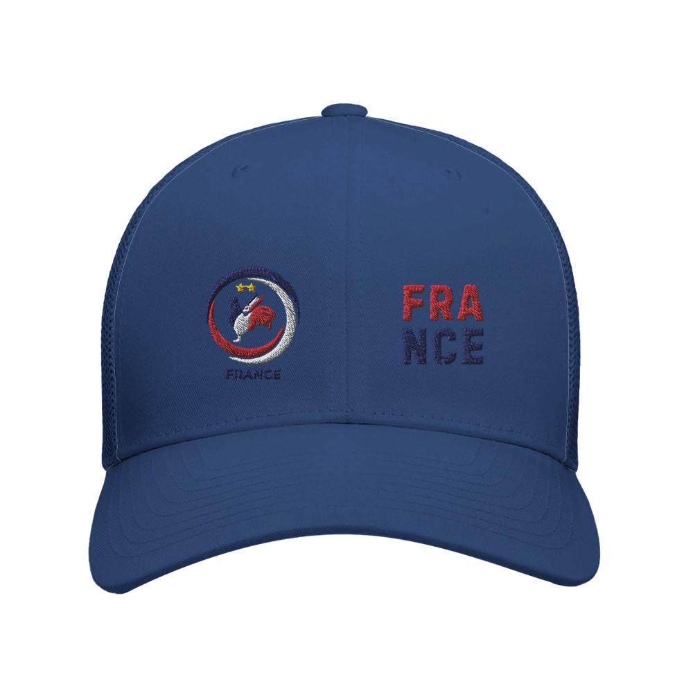 Blue cap with embroidered logo and 'FRANCE' text on a white background