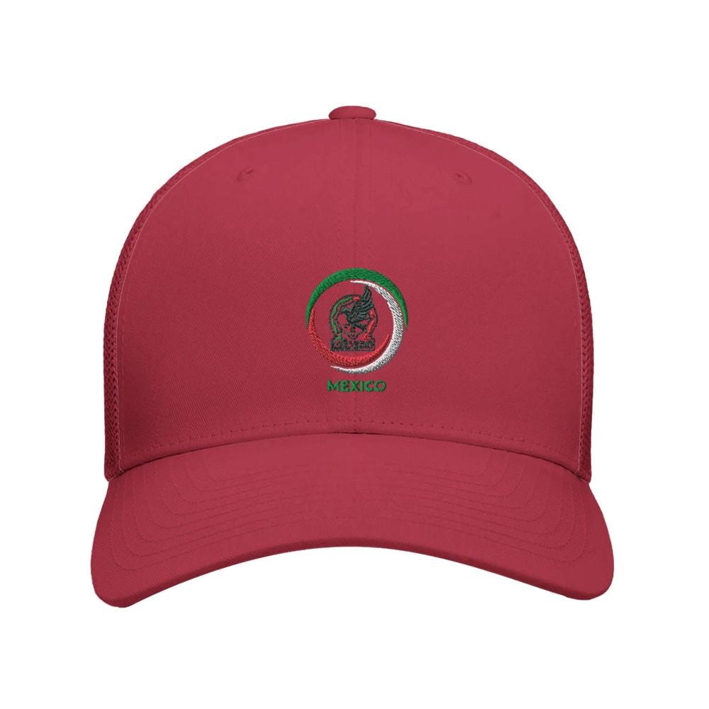 Red cap with a logo and 'Mexico' text on a white background