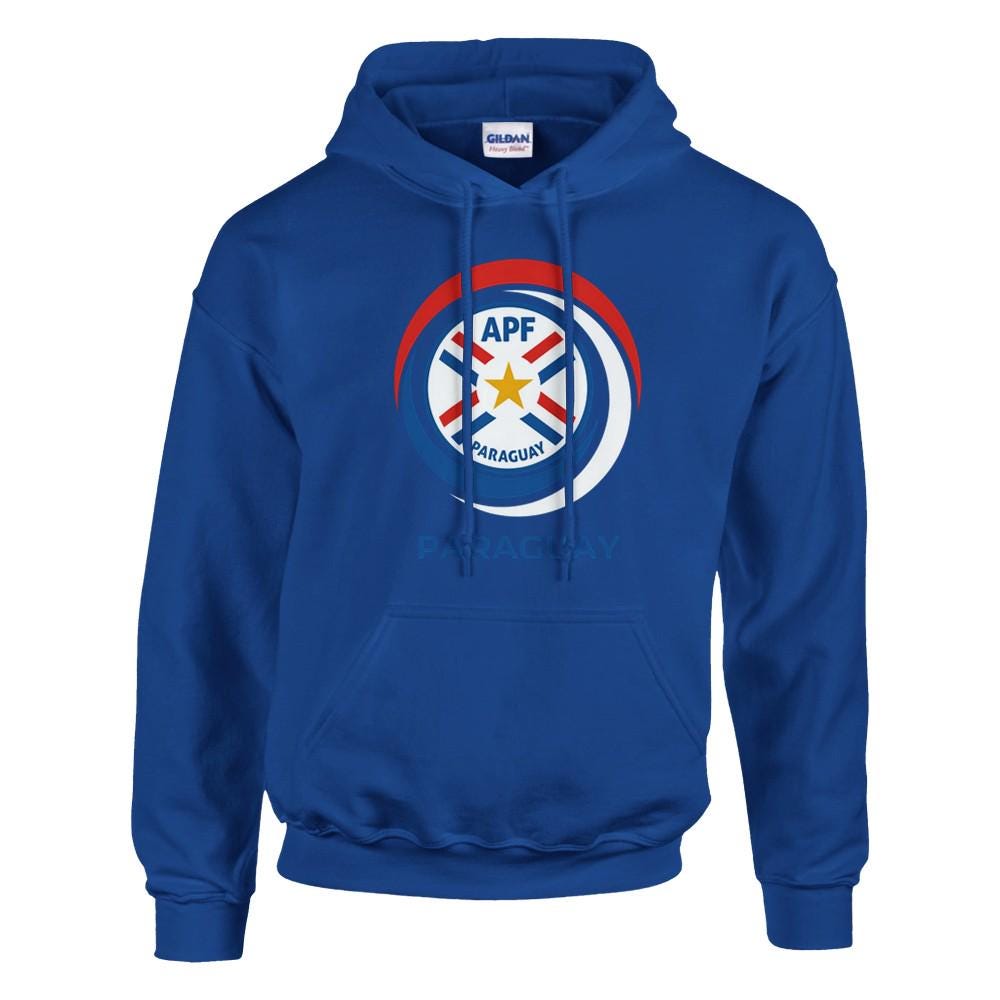Blue hoodie with a logo on a white background