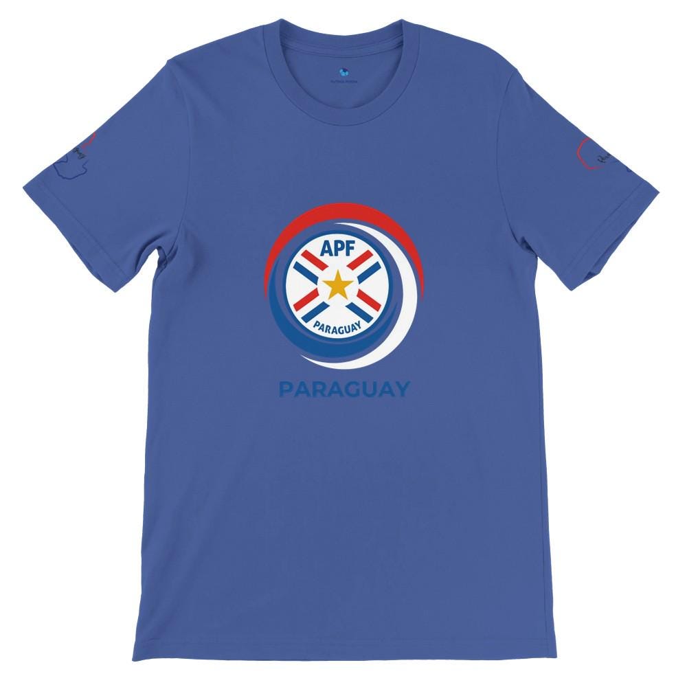 Blue t-shirt with APF Paraguay logo on a white background