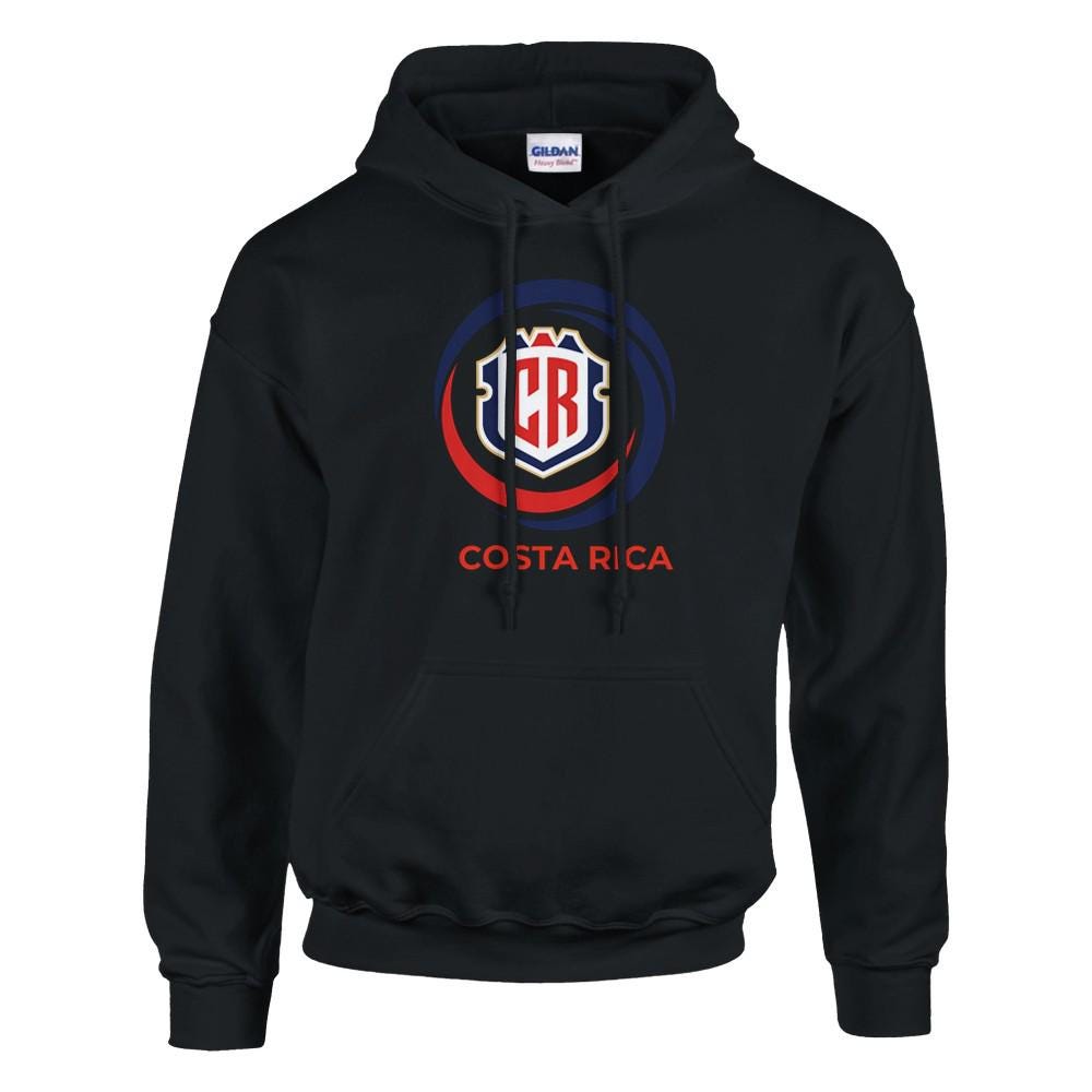 Black hoodie with Costa Rica logo on a white background