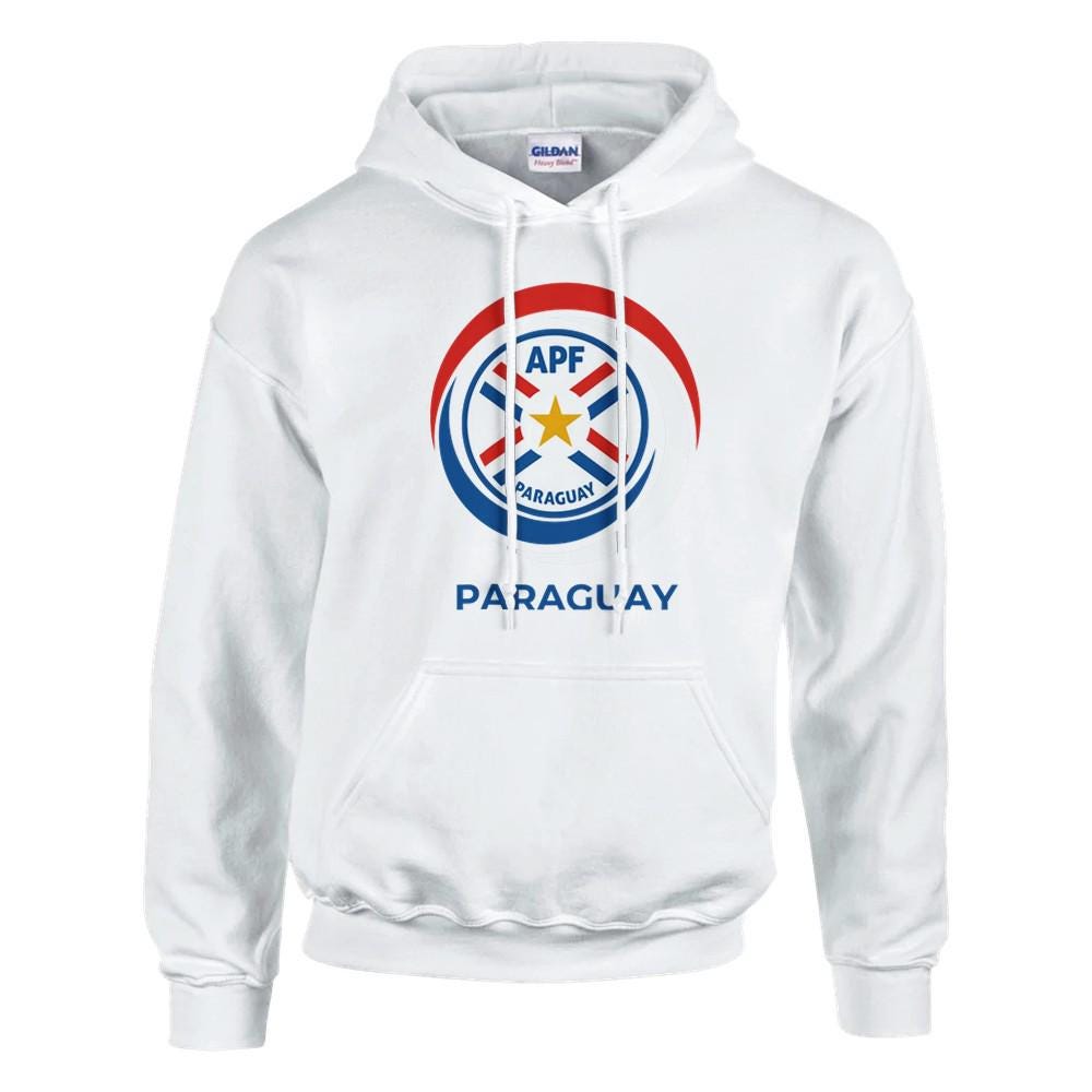 White hoodie with Paraguayan sports federation logo on a white background