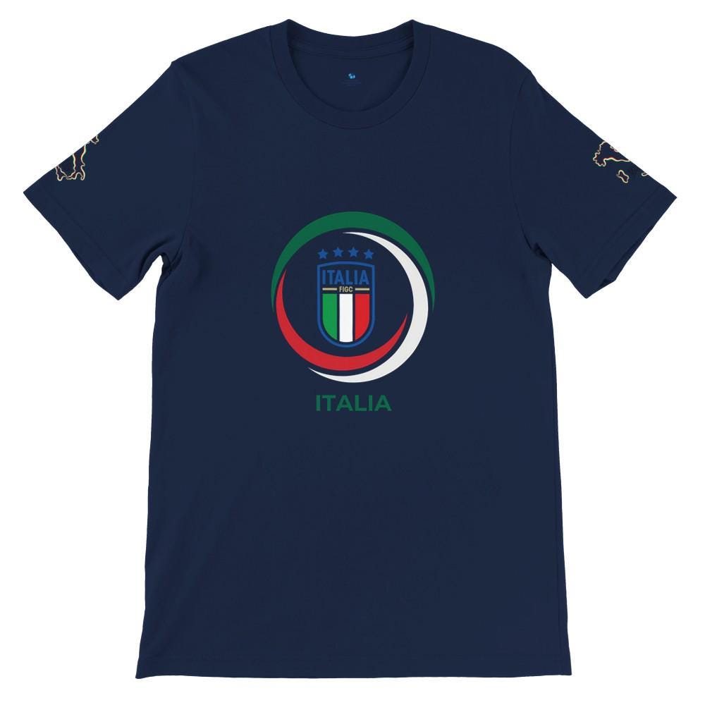 Navy blue t-shirt with Italian flag design on a white background