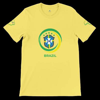 Yellow t-shirt with Brazil national team logo on a white background