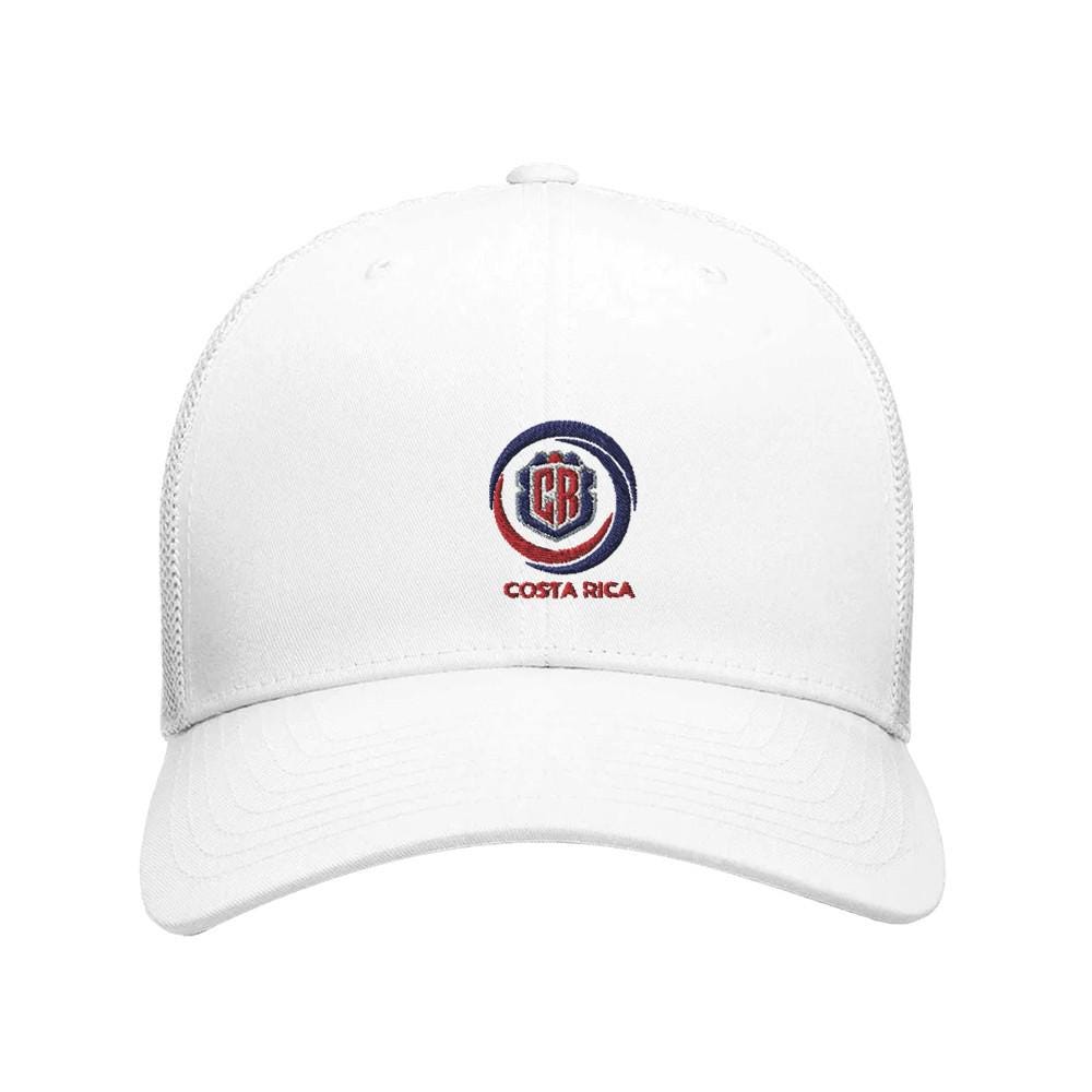 White cap with Costa Rica logo on a white background