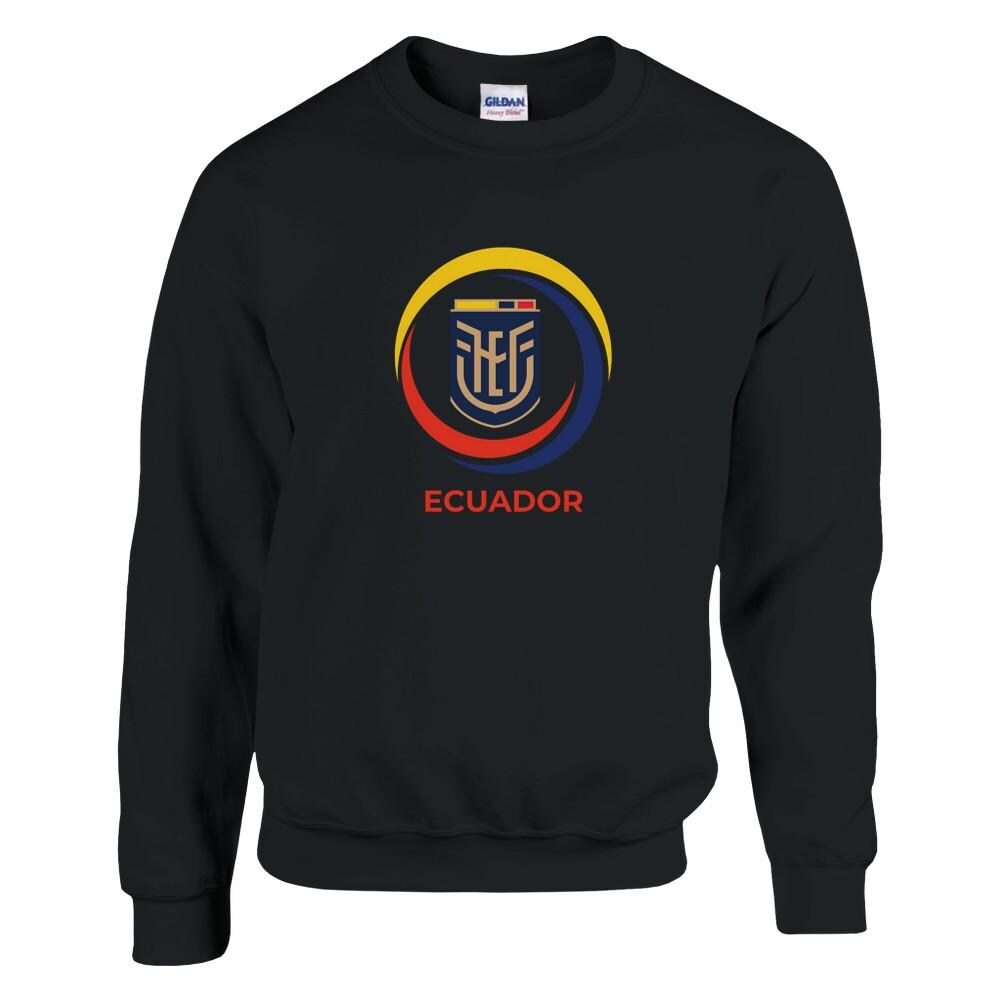 Black sweatshirt with Ecuador logo on a white background