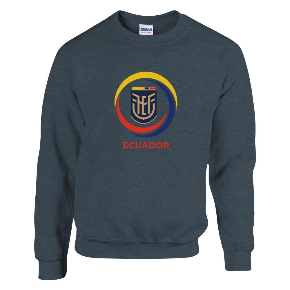 Dark gray sweatshirt with Ecuador logo on a white background