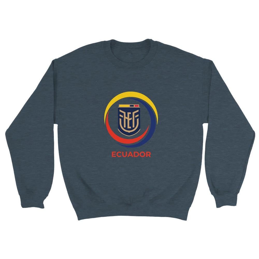Gray sweatshirt with Ecuador logo on a white background