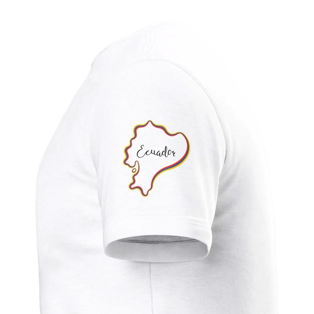White sweatshirt with a map of Ecuador design on a white background