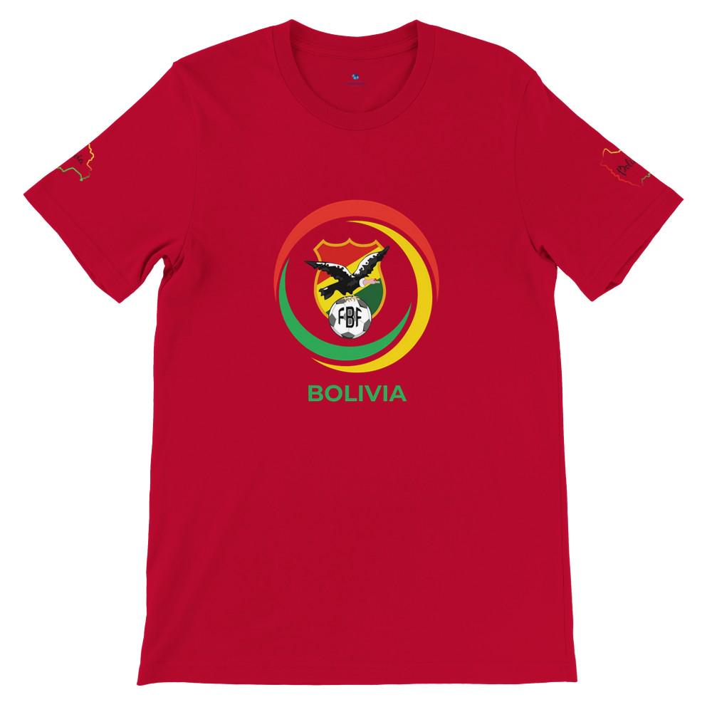 Red t-shirt with Bolivia emblem on a white background