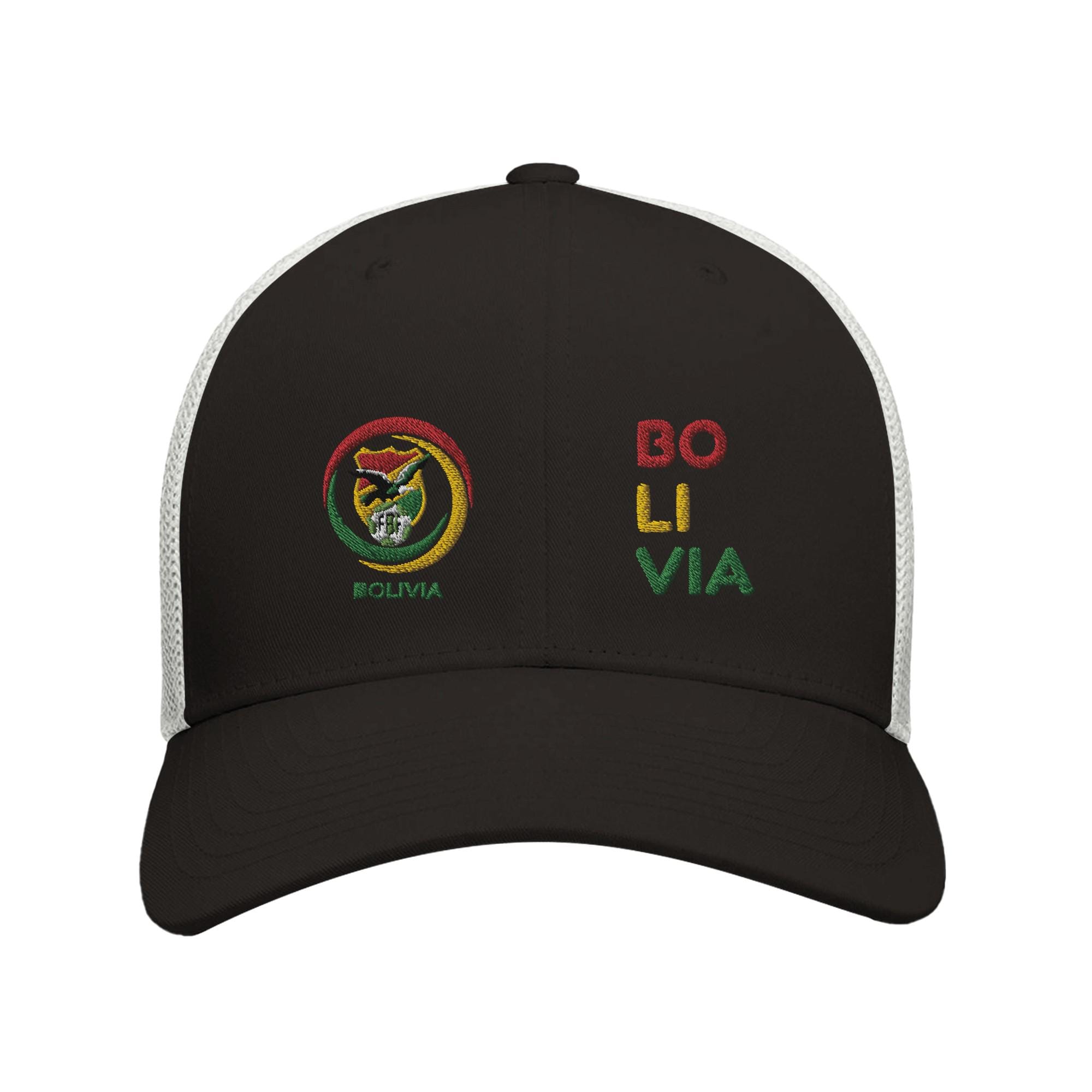 Black cap with Bolivia emblem and text on a white background