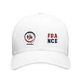 White cap with France logo and text on a white background