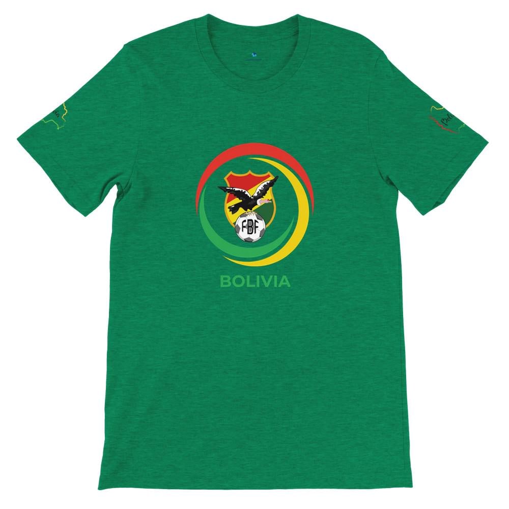 Green t-shirt with Bolivia emblem on a white background