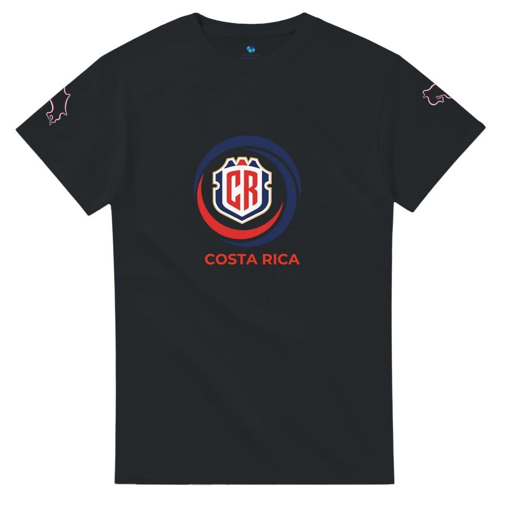 Black t-shirt with Costa Rica logo on a white background
