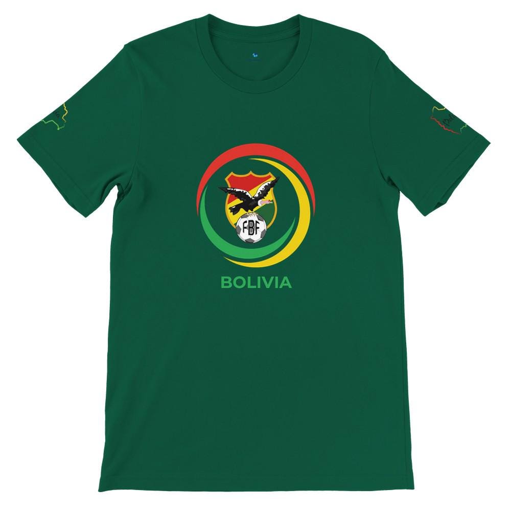 Green t-shirt with Bolivia emblem on a white background