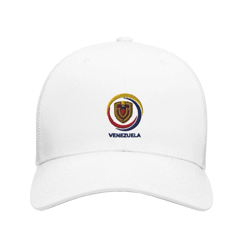 White cap with Venezuela emblem on a white background