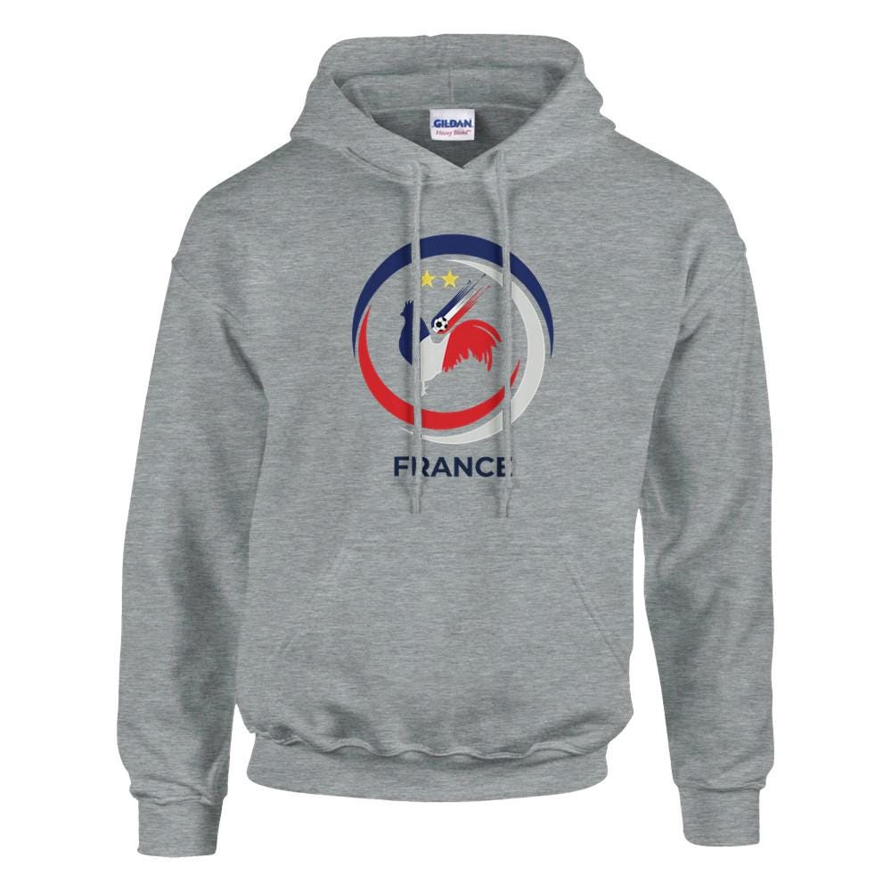 Gray hoodie with a logo and 'France' text on a white background