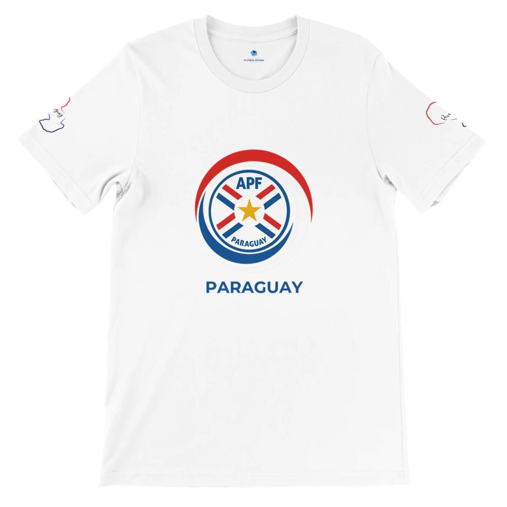 White t-shirt with Paraguayan football federation logo on a white background
