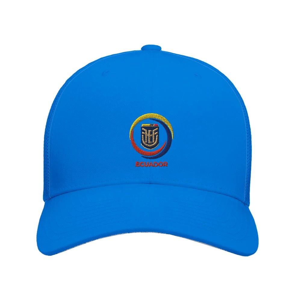 Blue cap with a logo on a white background
